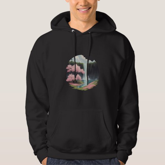 Waterval en kersenbloesems hoodie (Voorkant)