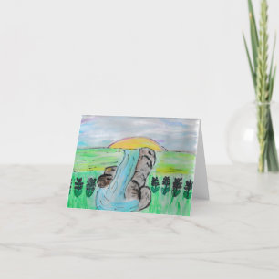 Waterval en lavendelbloemen bedankkaart