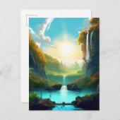 Waterval Fantasy Enchanted Landscape Briefkaart (Voorkant / Achterkant)
