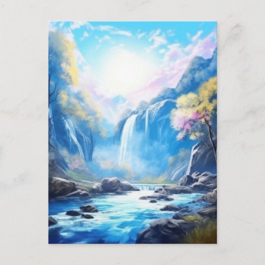 Waterval Fantasy Enchanted Landscape Briefkaart (Voorkant)