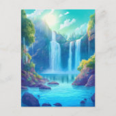 Waterval Fantasy Enchanted Landscape Briefkaart (Voorkant)