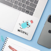 Waterval Funny Water Pun Sticker (Laptop met iPhone)