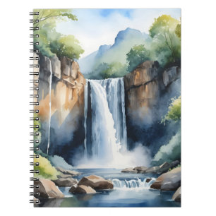 Waterval geschilderd in waterverf notitieboek
