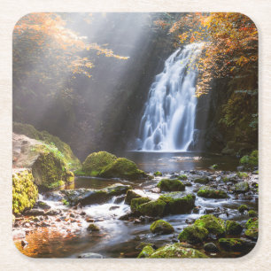 Waterval Gleno, Noord-Ierland Vierkante Kartonnen Onderzetter