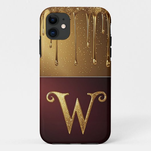 ✨ Waterval Glitter W Monogram Druppend Luxe Case-Mate iPhone Case (Achterkant)