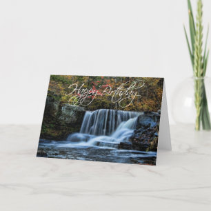 Waterval in de herfst Happy Birthday Kaart