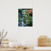 Waterval in de Japanse tuin Poster (Keuken)