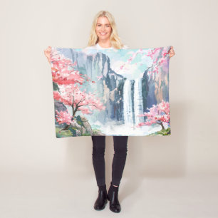 Waterval in de lente fleece deken