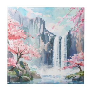Waterval in de lente tegeltje