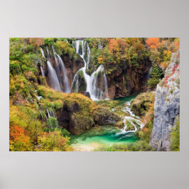 Waterval in de meren van Plitvice Poster
