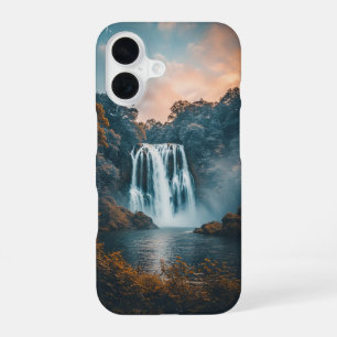 Waterval in een rotsachtig landschap iPhone 16 hoesje