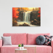 Waterval in Herfst Sunset Fine Art Canvas Afdruk (Insitu (Woonkamer))
