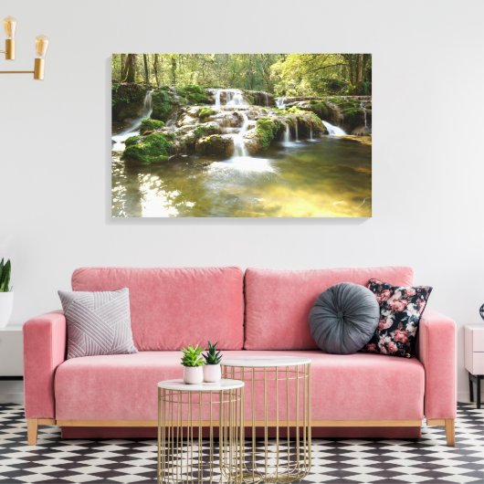 Waterval in het bos canvas afdruk (Insitu (Woonkamer))