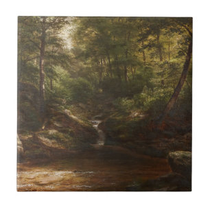 Waterval in het bos - George Hetzel Tegeltje