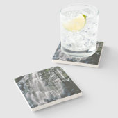 Waterval in het bos, Oregon Stenen Onderzetter (Zijkant)