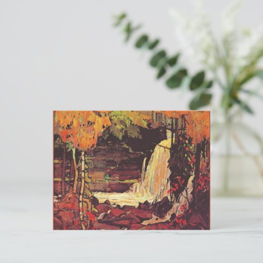 Waterval in het bos, schilderkunst, briefkaart (Staand voorkant)