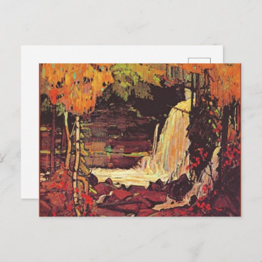 Waterval in het bos, schilderkunst, briefkaart (Voorkant / Achterkant)