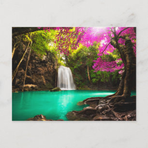 Waterval in het herfstbos briefkaart