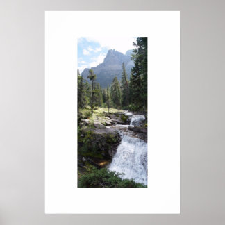 Waterval in het Nationaal Park Glacier Poster