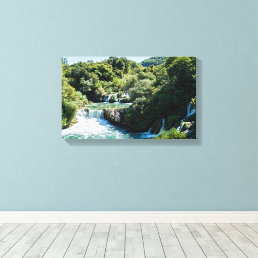 Waterval in het Nationaal Park Krka - Dalmatia, Kr Canvas Afdruk (Insitu (Houten vloer))