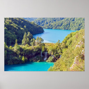 Waterval in het Nationaal Park Plitvice - Kroatië Poster