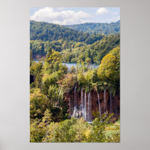 Waterval in het Nationaal Park Plitvice - Kroatië Poster