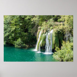 Waterval in het Nationaal Park Plitvice - Kroatië Poster