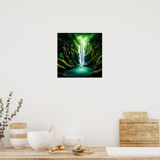 Waterval in het Oerwoud Poster (Keuken)