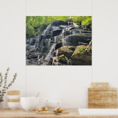 Waterval in Lente Groene Bos Poster (Keuken)