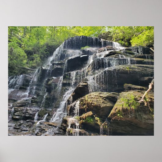 Waterval in Lente Groene Bos Poster (Voorkant)