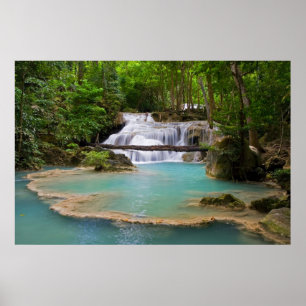 Waterval in tropisch bos poster
