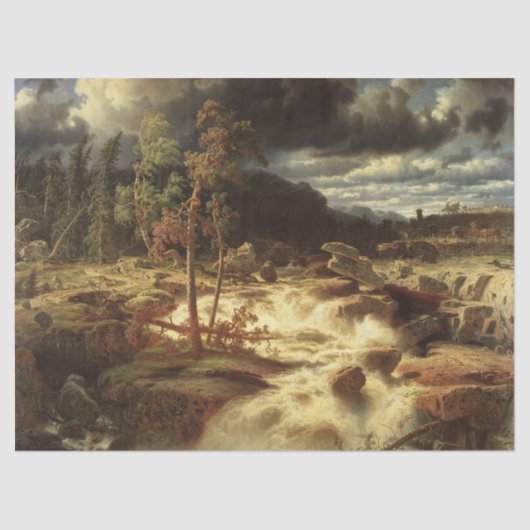 Waterval in Zweden (door Marcus Larson) Tissuepapier (Voorkant)