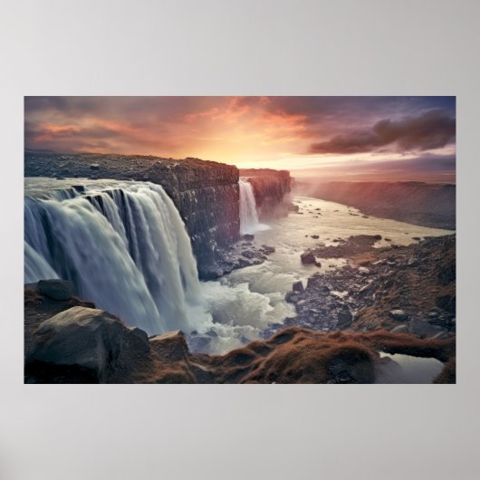 Waterval Majestueus mooi landschap Poster (Voorkant)