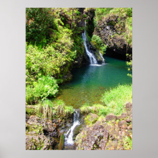 Waterval op de weg naar Hana, Maui, Hawaii Poster