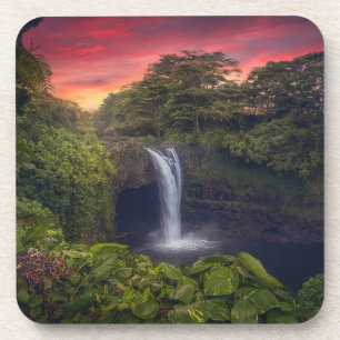 Waterval Rainbow-Herfsten, Hilo, Hawaii Bier Onderzetter