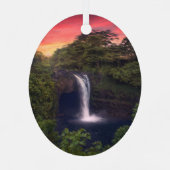 Waterval | Rainbow-Herfsten, Hilo, Hawaii Metalen Ornament (Achterkant)