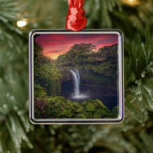 Waterval Rainbow-Herfsten, Hilo, Hawaii Metalen Ornament