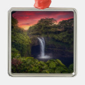 Waterval | Rainbow-Herfsten, Hilo, Hawaii Metalen Ornament (Voorkant)