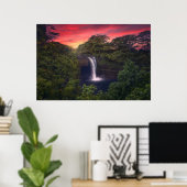 Waterval | Rainbow-Herfsten, Hilo, Hawaii Poster (Thuiskantoor)