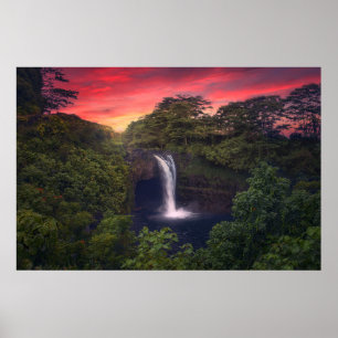 Waterval Rainbow-Herfsten, Hilo, Hawaii Poster