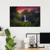 Waterval | Rainbow-Herfsten, Hilo, Hawaii Poster (Thuiskantoor)