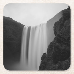 Waterval   Skogafoss Waterfall, IJsland Vierkante Kartonnen Onderzetter