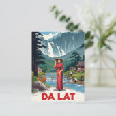 Waterval van Da Lat & Ao Dai Briefkaart (Staand voorkant)