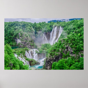 Waterval van de meren van Plitvice Poster