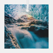 Waterval | Vatnajokull Glacier, Oost-IJsland Glas Ornament (Achterkant)