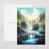 Watervalbrug Fantasy Enchanted Landscape Briefkaart (Voorkant / Achterkant)