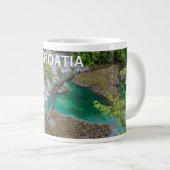 Watervalcascade in het park Plitvice Grote Cof Extra Grote Beker (Voorkant rechts)