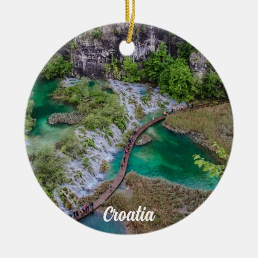 Watervalcascade in het park Plitvice Keramisch Ornament (Voorkant)