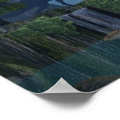 Watervalfantasie met drakenPoster Poster (Hoek)