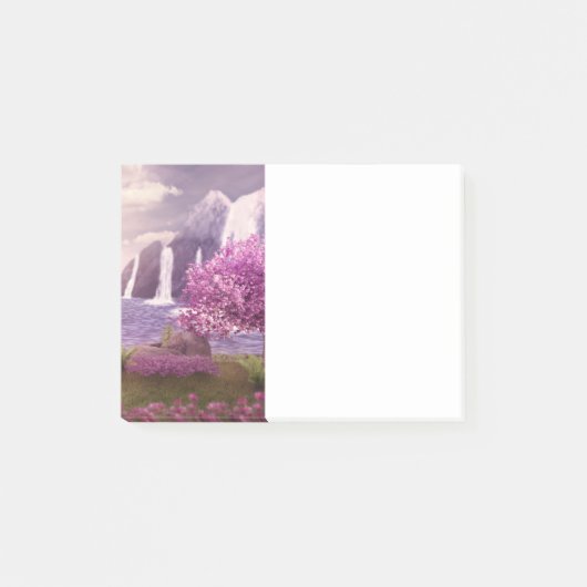 Watervallen en Cherry Trees door een meer Post-it® Notes (Voorkant)